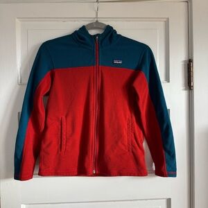 Patagonia Boys Teal and Red MicroFleece Hoody